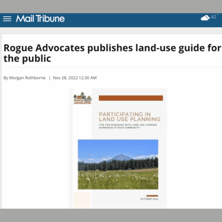 Mail Tribune: Rogue Advocates publishes land-use guide for the public